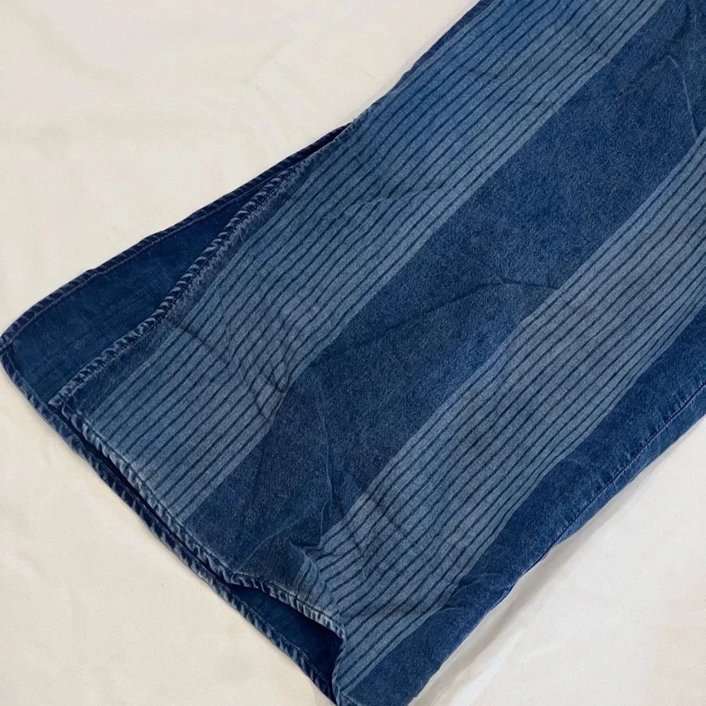 Anthropologie Cloth & Stone Laney Chambray Jumpsuit Striped Pants Jumpsuit XL - Picture 11 of 14